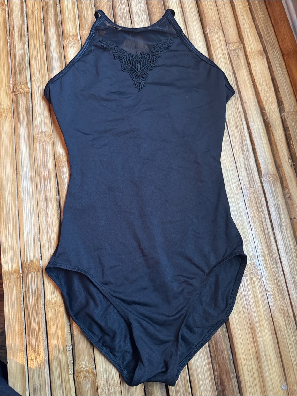 Women’s Dance Petite XXS -XS High-Neck Black Lace Ballet Jazz Bodysuit Teen Girl